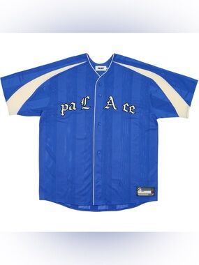 Palace LOVE JERSEY BLUE LOGO GRAPHIC Baseball Button Up Top Men's Size XL SS25